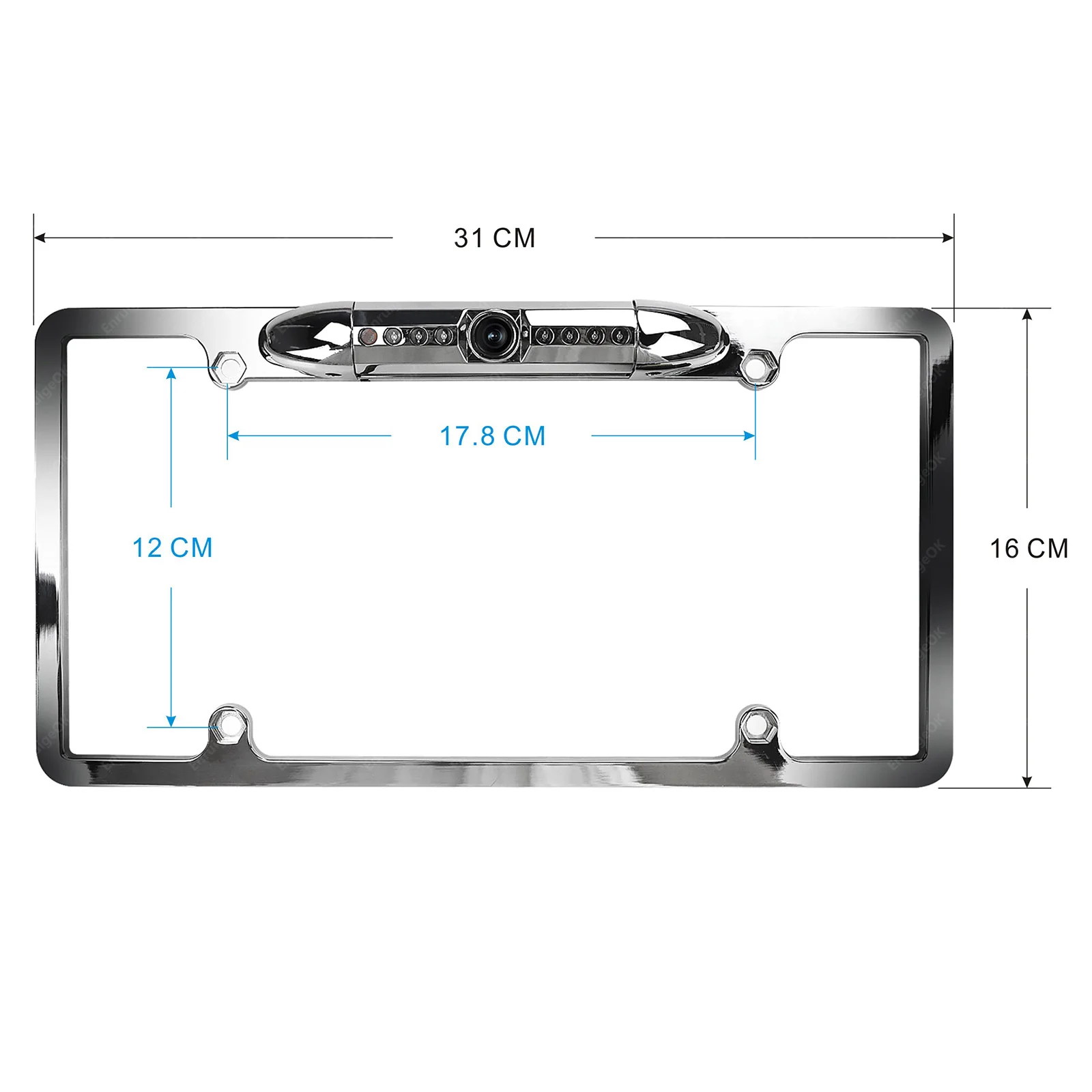 EnruigeOK American Car License Plate Frame Camera (Silver) - illustrated product details