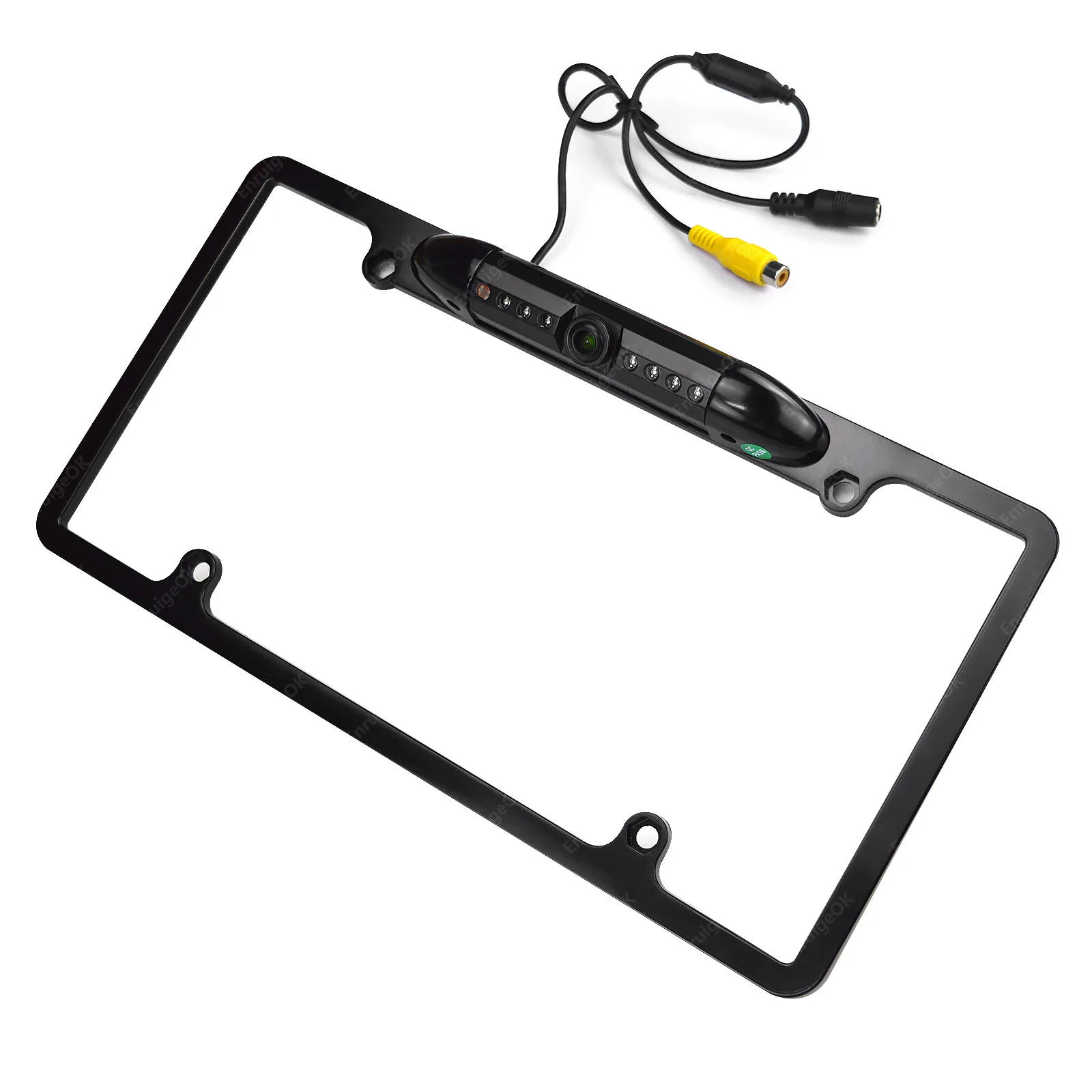 EnruigeOK American Car License Plate Frame Camera (Black) - illustrated product details