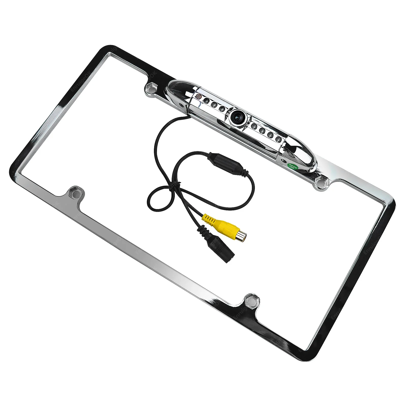 EnruigeOK American Car License Plate Frame Camera (Silver) - illustrated product details