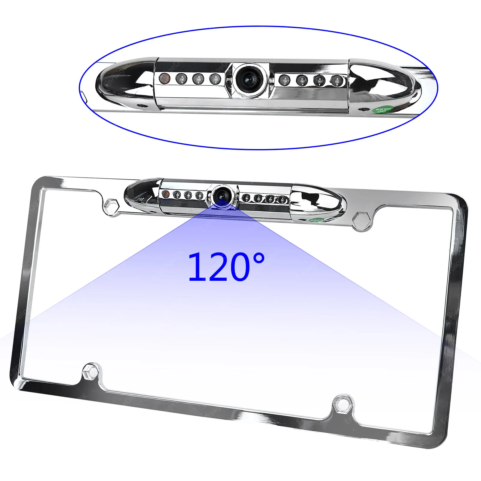 EnruigeOK American Car License Plate Frame Camera (Silver) - illustrated product details