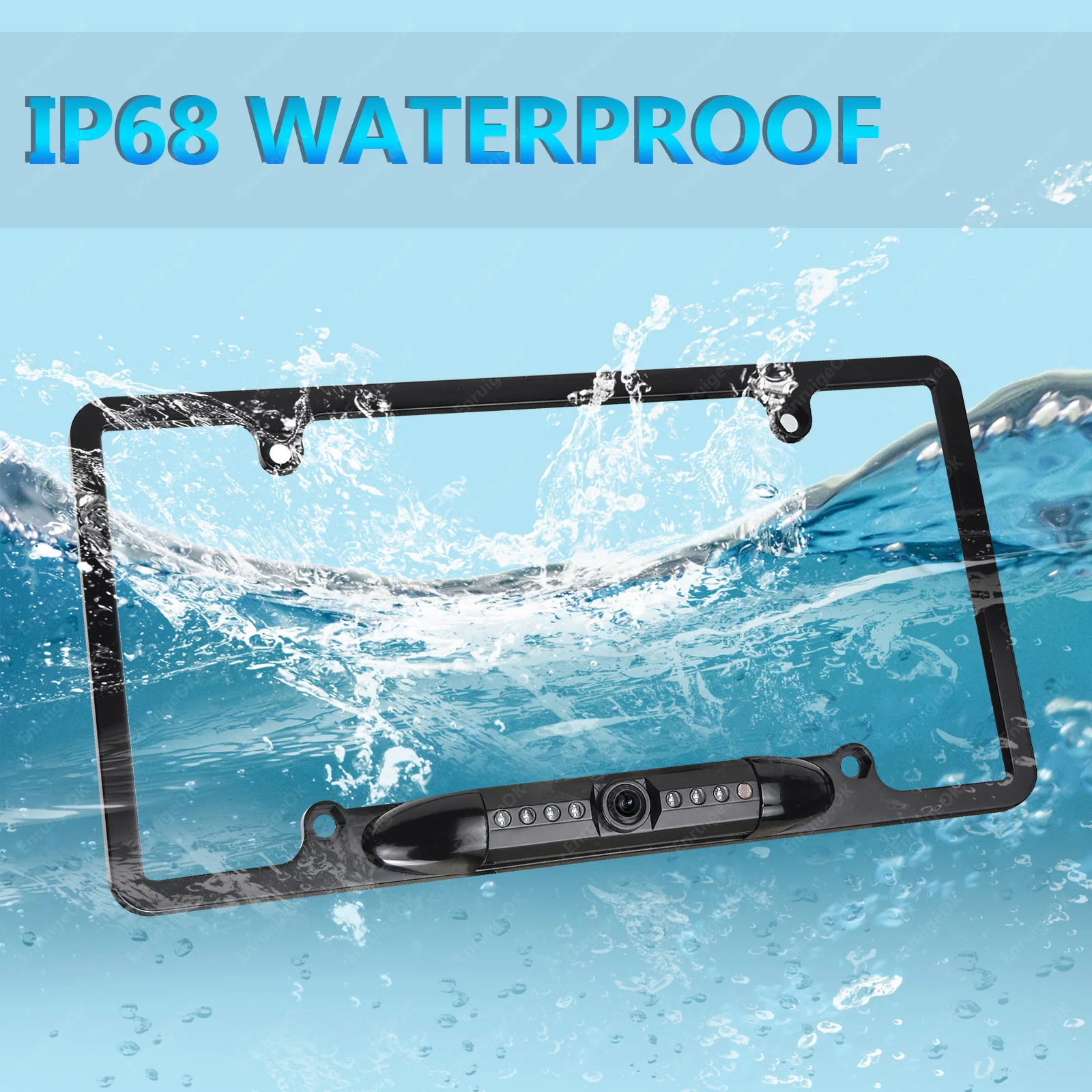 EnruigeOK American Car License Plate Frame Camera (Black) - illustrated product details