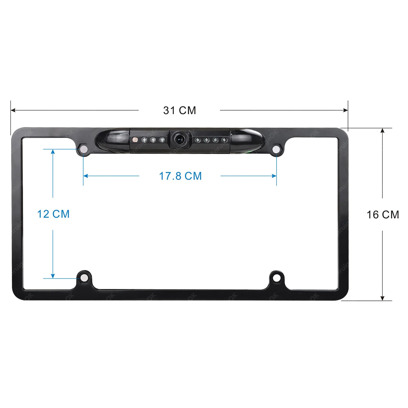 EnruigeOK American Car License Plate Frame Camera (Black) - illustrated product details