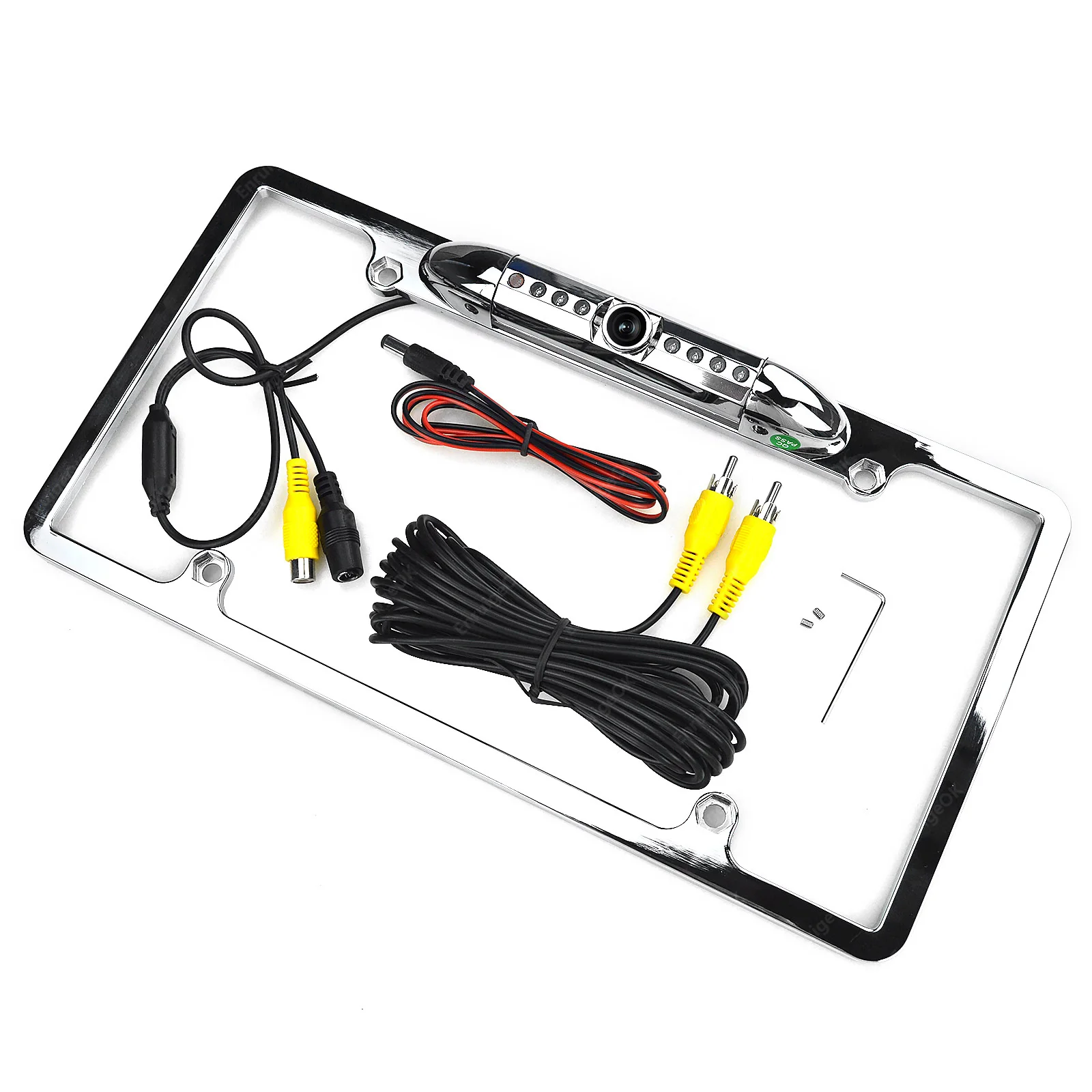 EnruigeOK American Car License Plate Frame Camera (Silver) - illustrated product details