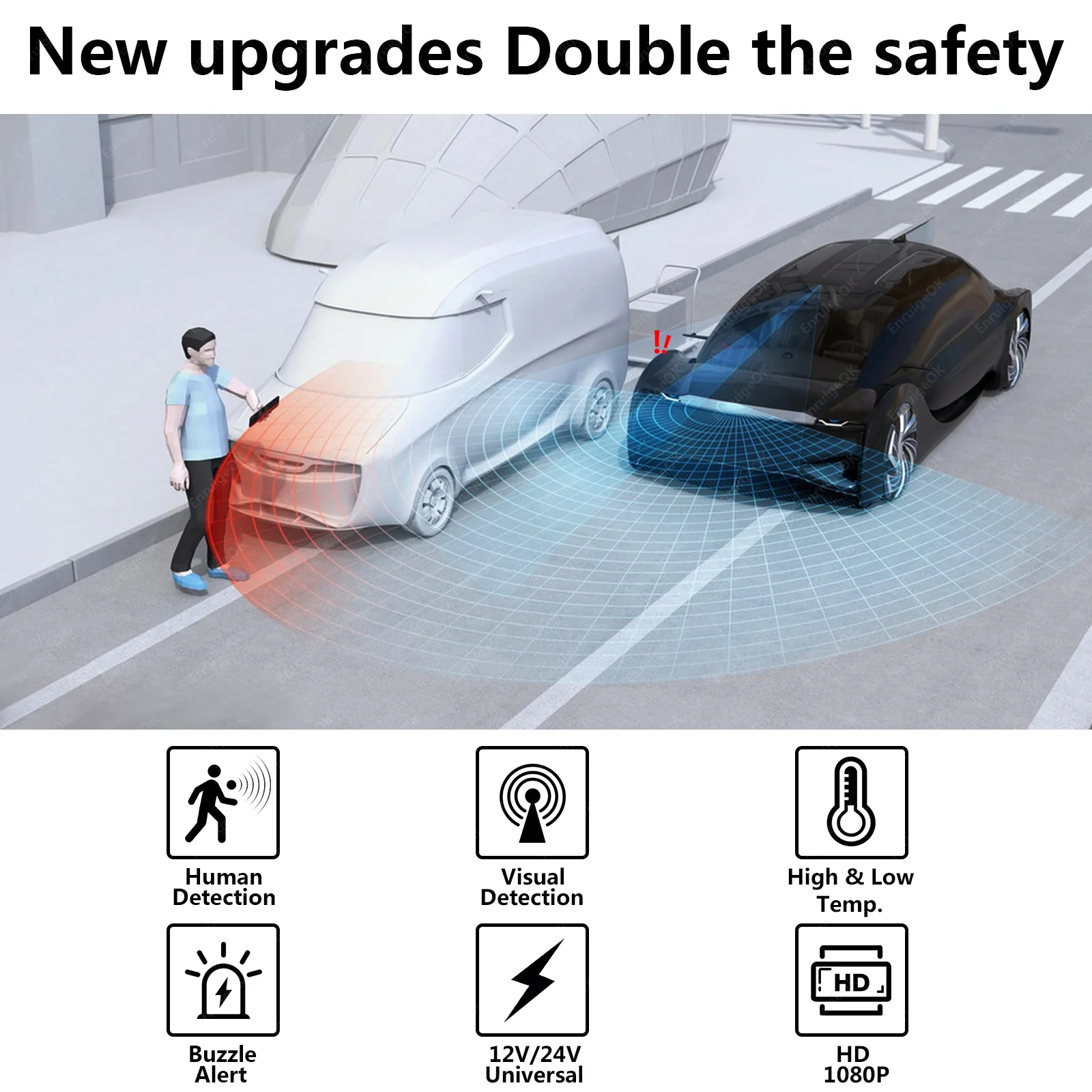 EnruigeOK Millimeter wave reversing radar rear view camera - illustrated product details